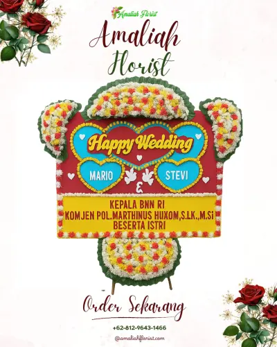 Karangan Papan Bunga Pernikahan di Lembo